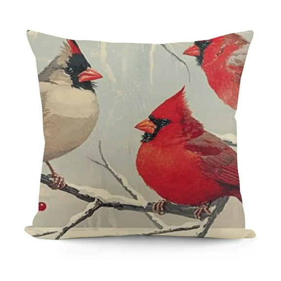 YINGXI &nbsp;Cardinal Birds Throw Pillow Covers Red Christmas Bird Farmhouse Pillow Cover Adorable Animals Pillow Cases Outdoor Pillows Sofa Couch&nbsp;Decoration (Birds) 12x12in