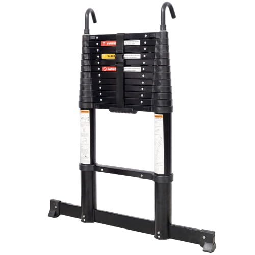YINGYING 12.5FT Telescoping Ladder, Aluminum Lightweight Extension Ladder with Non-Slip Feet & Stable Hook, Slow Down Safety Function with Stabilizer Multi-Purpose Collapsible Ladder 330lb Capacity