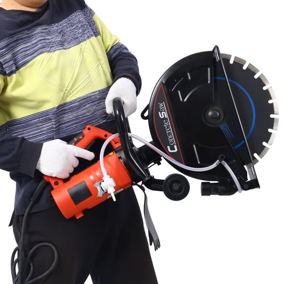 YINGYING 14" Electric Concrete Saw, Wet/Dry Circular Concrete Saw with Water Line Attachment Cutting Machine