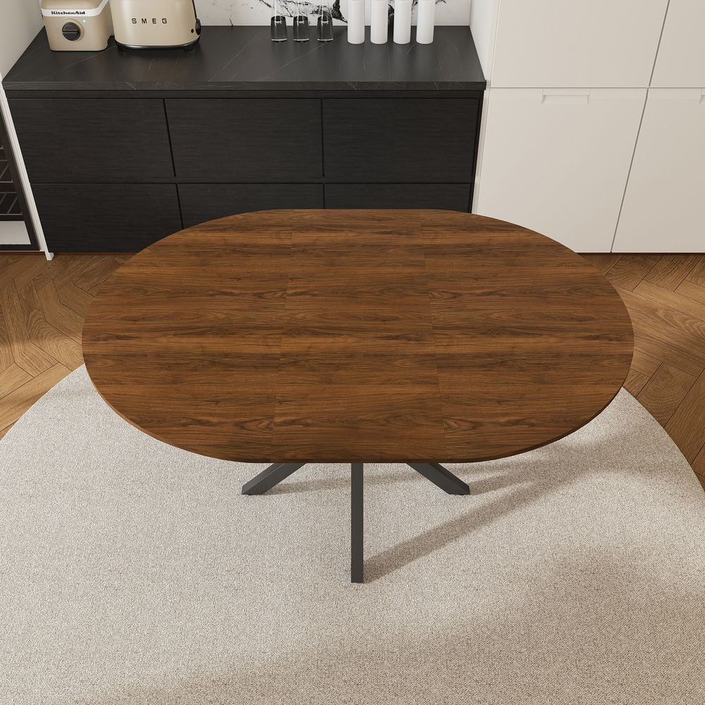 YINGYING 42 " Extendable Dining Room Table for 4-6, Modern Kitchen Table with Carbon Steel Base ...
