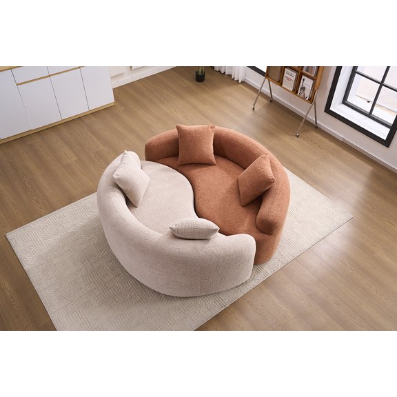 YINGYING 66.9" Curved Sectional Sofa, Dual-Depth Curved Cloud Couch No Assembly, Compact for Small Spaces