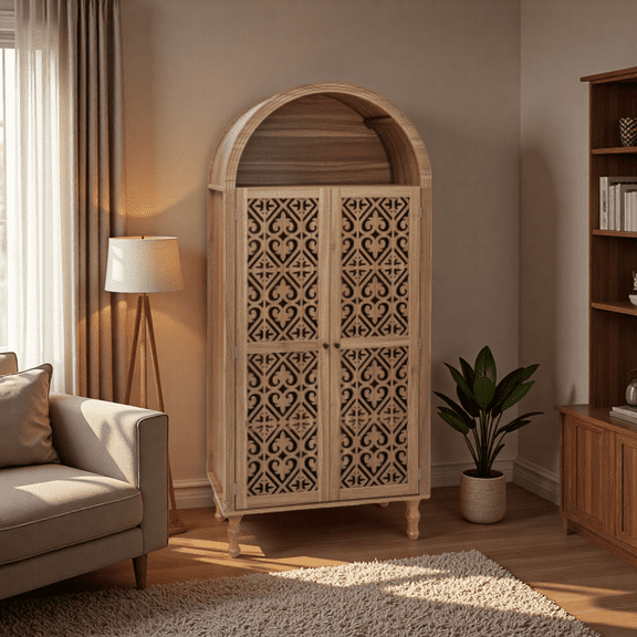 YINGYING 70.28" Tall Arched Bookcase, Modern Hollow Bookshelf with Adjustable Shelves Storage Display Cabinet for Kitchen, Dining Room, Living Room