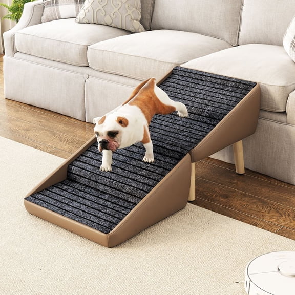 YINGYING Dog Stairs for Small Dogs, 2-in-1 Pet Steps & Ottoman Folding Wooden Non-Slip Pet Ramp for Puppy Senior Dogs