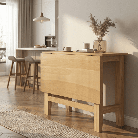 YINGYING Farmhouse Extendable Dining Table, 36" Solid Wooden Foldable Kitchen Table for Small Spaces