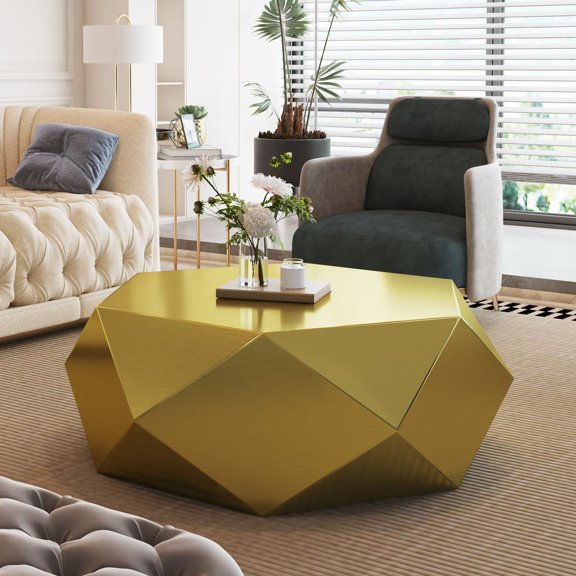 YINGYING Modern Geometric Coffee Table, Stainless Steel Center Table, Tea Table for Living Room, Dining Room