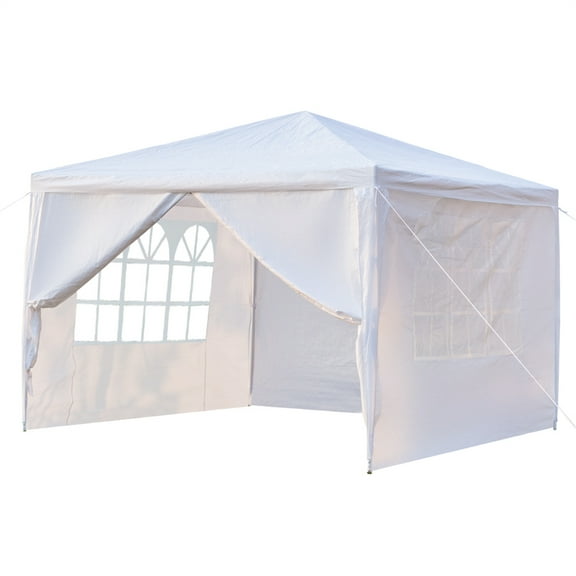 YINGYUE 10x10ft Four Sided Waterproof Canopy Tent, White 3x3m Portable Outdoor Shelter with Spiral Iron Tube Frame