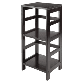 YINGYUE 2-Tier Open Solid Wood Shelf, Espresso Finish Compact Freestanding Storage Rack, Multi-Purpose Display Shelving for Bedroom Living Room