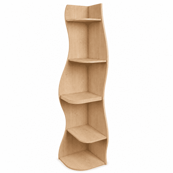 Rounded Show Rack YINGYUE 5-Tier Wavy Corner Shelf, Modern Tall Corner Bookshelf, Space ...