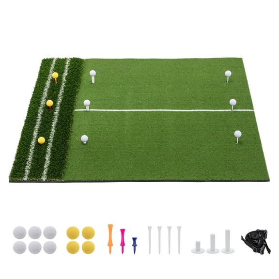 YINGYUE 5x4FT Golf Swing Practice Mat Guide Line 9 Tee Positions Indoor Outdoor Training Turf