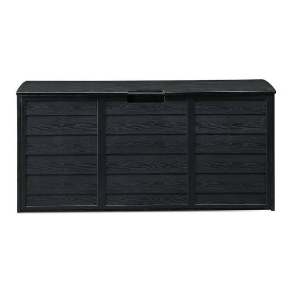 YINGYUE 75Gal 280L Lockable Outdoor Plastic Deck Storage Box, Weatherproof Patio Storage Chest with Wheels & Handles, Black