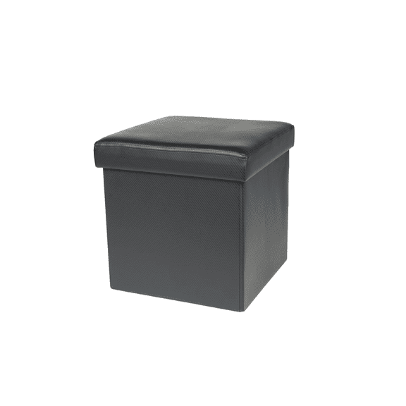 YINGYUE Collapsible Storage Ottoman, Black 15 Inch Cube Storage Chest with Removable Lid, Foldable Footrest Seat for Bedroom, Living Room & Small Apartment