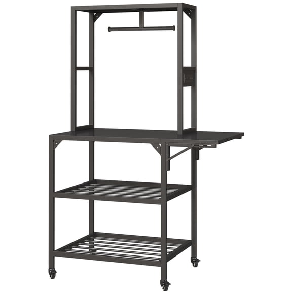 YINGYUE Heavy‑Duty 3D Printer Stand, Mobile Workbench with T‑Shaped Filament Spool Holder & Storage Shelves, Lockable Wheels for Home Office Printing Studio