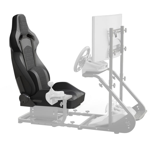 YINGYUE Reclinable PVC Bucket Racing Simulator Seat, Adjustable Lock Slide PU Leather Iron Frame Gaming Chair Compatible with Fanatec Thrustmaster Logitech Moza for PS5 PS4 Xbox PC, Black