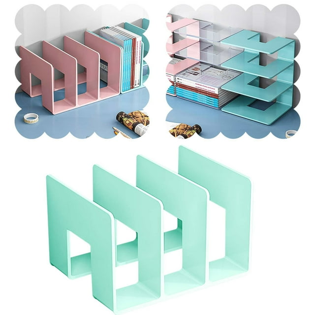 YINGYUN File Acrylic File Organizer For Desk Desktop Document/Mail Organizer 3 Compartments Plastics Bookshelf Floating