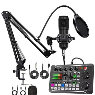 YINGYUN Storage Rack Live Sound Card With Dj Mixer Effects & Voice Changer Audio Mixer Sound Mixer Board LED Light Voice Changer Sound Card With Multiple Sound Effects For Live Streami