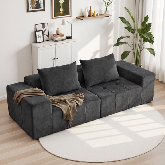 YINIX 107" Comfy Sofa Couch for Living Room, Deep Seat Couch with Wide Armrest for Small Space, Black
