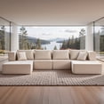 thumbnail image 1 of YINIX 140"Corduroy Sectional Sofa for Living Room, Comfy Cloud Couch with Movable Ottomans, Beige, 1 of 8