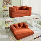 YINIX 62.9" Convertible Sleeper Sofa Bed with 2 Pillows, Removable Floor Sofa Couch for Living Room Small Spaces, Orange - Walmart.com