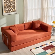 YINIX 78,6 Convertible Sofa Couch with 2 Pillows, Sleeper Sofa Bed for Living Room, Small Spaces, Orange