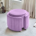 thumbnail image 1 of YINIX Pouf Ottoman with Wheels, Velvet Fabric Wooden Frame Pouf for Living Room, Bedroom, Purple, 1 of 6