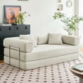 thumbnail image 1 of YINIX 81.6" Sleeper Sofa with Two Pillows, Comfy Modular Convertable Sofa Couch for Living Room, Small Spaces, Beige, 1 of 12