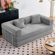 YINIX 81.6 Sleeper Sofa with Two Pillows, Comfy Modular Convertable Sofa Couch for Living Room, Small Spaces, Gray