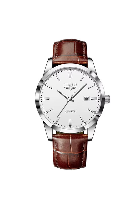 2025 New Men's Quartz Calendar Three-Pin Leather With Waterproof Glow in The Dark Business Watch.