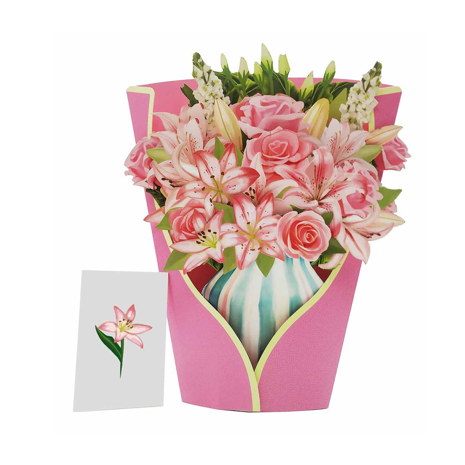 YINKUU Charming Flower Bouquet Pop Up Card, Handmade 3D Greeting Card ...