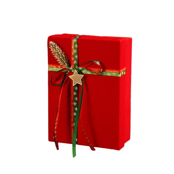 YINKUU New Year Christmas Gift Box Velvet Christmas Eve Apple Decoration World Cover Plush Gift Gift Box
