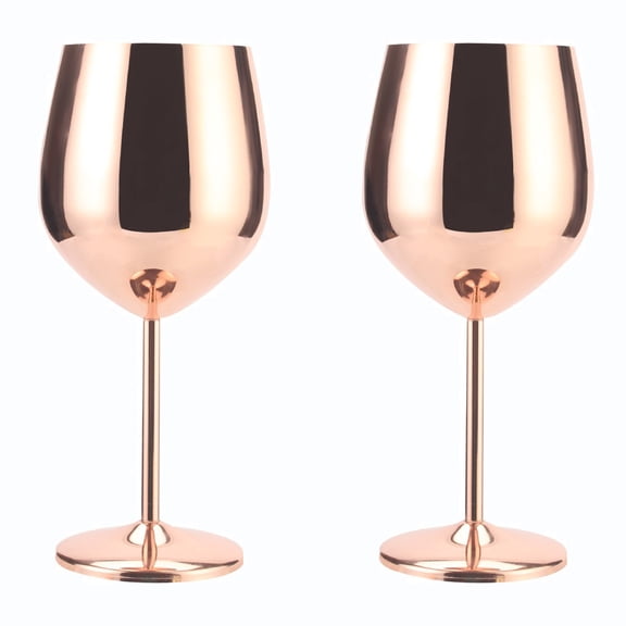YINKUU Stainless Steel Stem Wine Glasses 18oz Wine Goblets with Cup Brush for Party Office Wedding Anniversary, Great for Red White Wine
