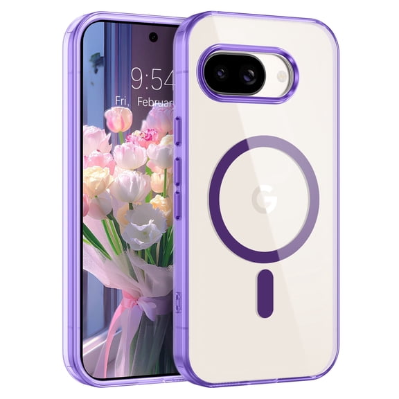 YINLAI Google Pixel 9A Case Mag-safe, Clear Pixel 9A Magnetic Phone Case for Pixel 9a Shockproof Protective Case 6.3",Purple