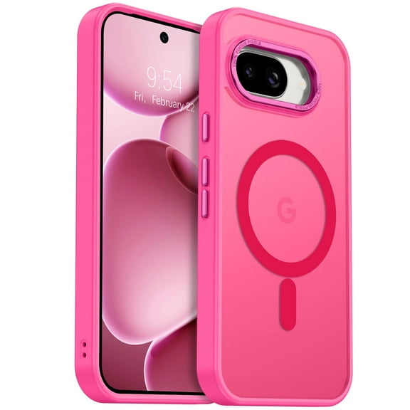 YINLAI for Google Pixel 9a Case [Compatible with Mag-safe] Translucent Matte Magnetic Pixel 9a Case Slim Thin Shockproof Women Men Protective Phone Cases for Google Pixel 9a 6.3" 2024,Hot Pink
