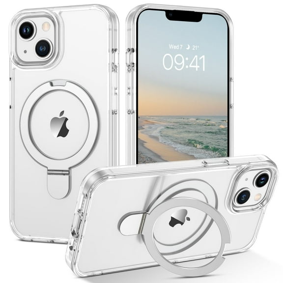 YINLAI iPhone 14 Case/iPhone 13 Case with Stand,Compatible with Mag-safe Slim Clear Phone Case ,Shockproof Case for iPhone 14 6.1", Clear