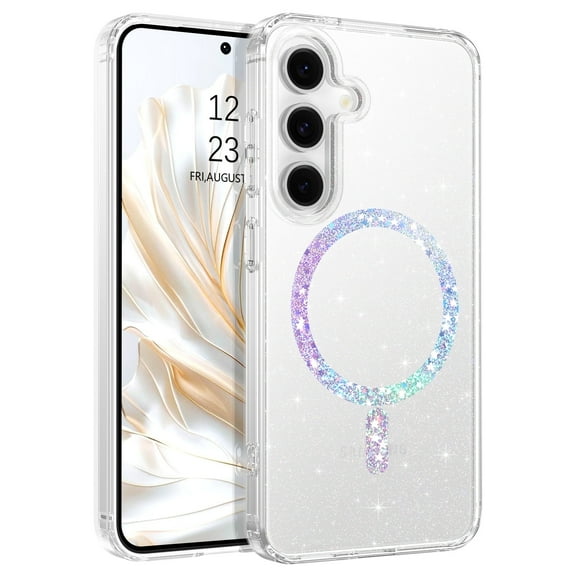 YINLAI Magnetic for Samsung Galaxy S25 Case Clear, Crystal Glitter Phone Case [Compatible with Mag-safe] Shockproof Sparkly Women Girl Protective Case for Samsung S25 6.2",Clear