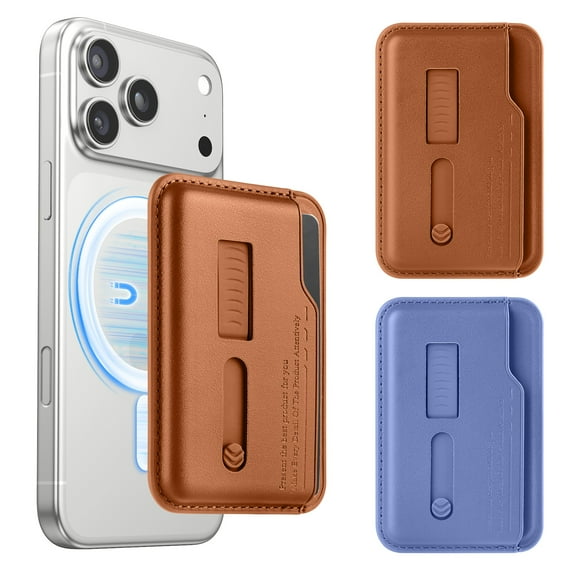 YINLAI Magnetic Wallet 3 Card-Holder with 1 Card Slots,RFID Blocking Magnetic Wallet for iPhone 17/16/15/14/13/12 Series,2 Pack,Brown+Blue