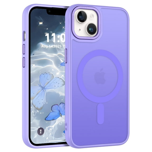 YINLAI Magnetic iPhone 15 Plus Case/iPhone 14 Plus Case Mag-safe, Pocket-Friendly & Slim Translucent iPhone 14 Plus Case/iPhone 15 Plus Case for Women 6.7", Purple