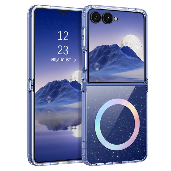 YINLAI Samsung Z Flip7 Case with Glitter Compatible with Mag-Safe 6.9",Shockproof Cute Colorful Women Girly Protective Case for Samsung Z Flip7,Clear