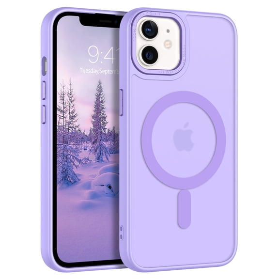 YINLAI iPhone 12/12 Pro Case Compatible with Mag-safe,Translucent Matte Slim Fit Shockproof Protective Case for iPhone 12/12 Pro,Purple