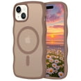 thumbnail image 1 of YINLAI iPhone 15 Plus Case/iPhone 14 Plus Case Mag-safe Wavy Frame Design Translucent Matte Back TPU Bumper Shockproof Magnetic Protective Case for iPhone 14 Plus,Brown, 1 of 7