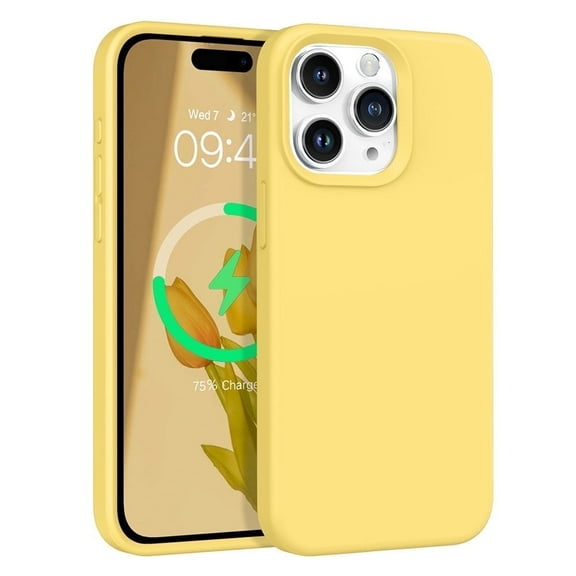 YINLAI Case for iPhone 15 Pro Max ,Built-in Magnetic Ring Liquid Soft Silicone Gel Shockproof Protective iPhone 15 Pro Max Case Mag-safe 6.7", Yellow