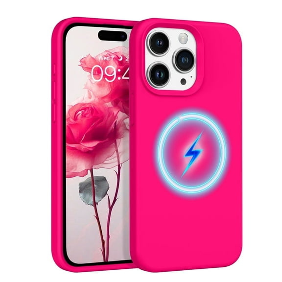 YINLAI iPhone 15 Pro Max Case Mag-safe, Liquid Silicone Shockproof Magnetic Protective Case for iPhone 15 Pro Max 6.7", Hot Pink