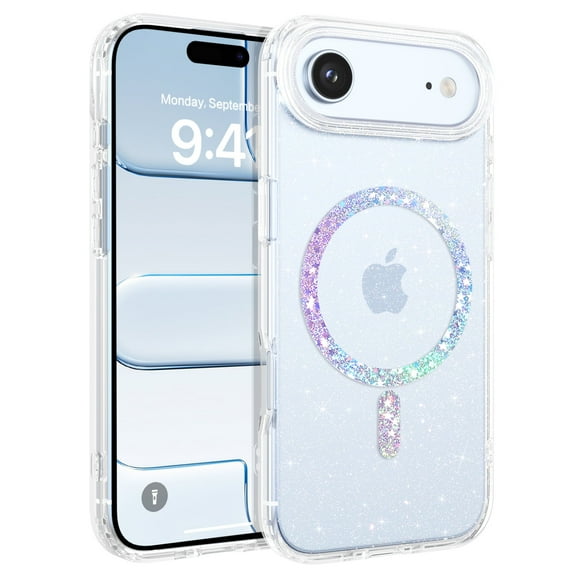 YINLAI iPhone Air Case Compatible with Mag-safe 6.5",Glitter Sparkle Slim Tpu Transparent Shockproof Protective Case for iPhone Air,Clear