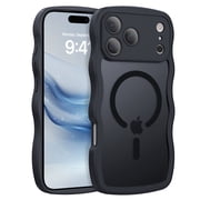 YINLAI iPhone 17 Pro Case Compatible with Mag-safe,Wavy Frame Hard Translucent Matte Back Shockproof Case for iPhone 17 Pro 6.3",Black