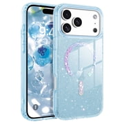 YINLAI Magnetic for iPhone 17 Pro Max Case / iPhone 18 Pro Max Case 6.9",Glitter Sparkle Slim Tpu Transparent Shockproof Protective Case for iPhone 17 Pro Max / iPhone 18 Pro Max, Blue