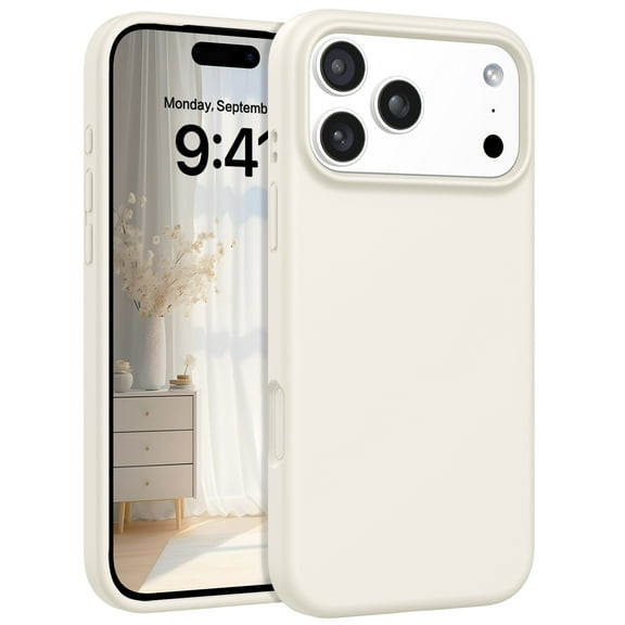 YINLAI iPhone 17 Pro Max Case Compatible with Mag-safe,Silicone Camera Control Button Anti-Scratch Shockproof Protective Case for iPhone 17 Pro Max 6.9",White