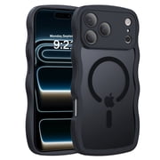 YINLAI Magnetic for iPhone 17 Pro Max Case / iPhone 18 Pro Max Case Compatible with Mag-safe,Wavy Frame Hard Translucent Matte Back Shockproof Case for iPhone 17 / 18 Pro Max 6.9",Black