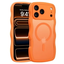 YINLAI iPhone 17 Pro Max Case Compatible with Mag-safe,Wavy Frame Hard Translucent Matte Back Shockproof Case for iPhone 17 Pro Max 6.9",Orange