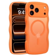 YINLAI Magnetic for iPhone 17 Pro Max Case / iPhone 18 Pro Max Case Compatible with Mag-safe,Wavy Frame Hard Translucent Matte Back Shockproof Case for iPhone 17 / 18 Pro Max 6.9",Orange