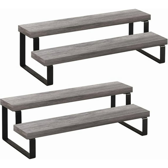 YINMIT Houten display verhoger standaard, gelaagde parfum en Keulen Organizer Stand, 2 Tier Spice Rack Organizer, Rustieke Display Plank voor Kaarsen (2 Tier