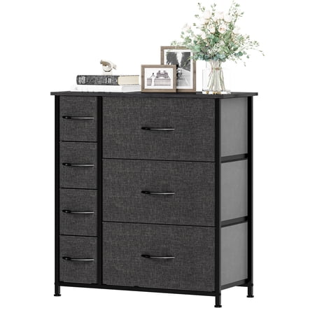 YINTATECH 7 Drawers High Dresser Bedroom Living Room Storage Tower Organizer,Black Grey